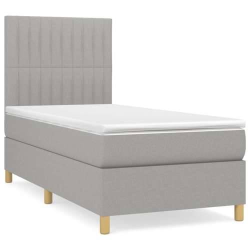 Krevet s oprugama i madracem svjetlosivi 100x200 cm od tkanine - Svjetlosiva 100 x 200 cm Okomite pruge Cijena