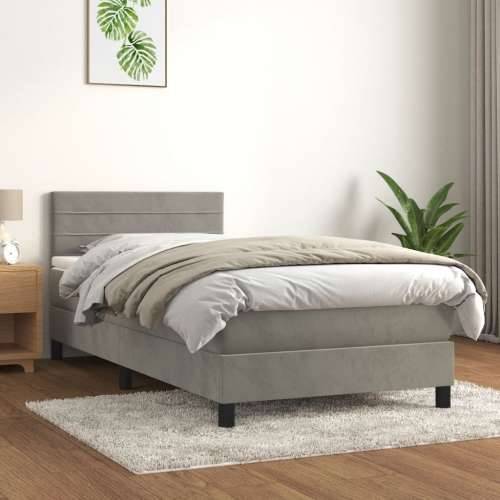 Box spring krevet s madracem svjetlosivi 100x200 cm baršunasti - Svjetlosiva 100 x 200 cm vodoravne pruge Cijena