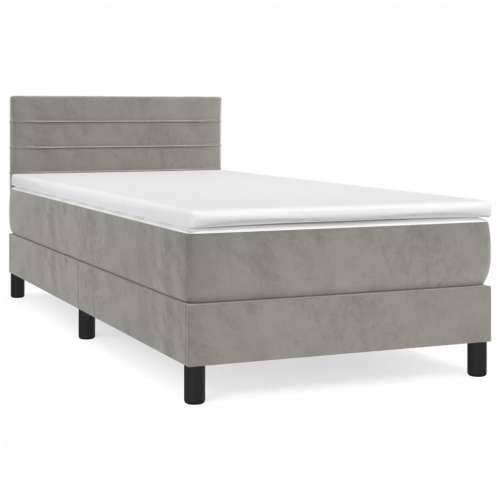 Box spring krevet s madracem svjetlosivi 100x200 cm baršunasti - Svjetlosiva 100 x 200 cm vodoravne pruge Cijena