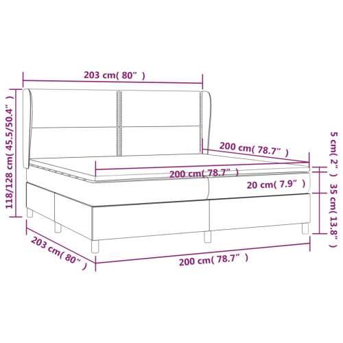 Krevet s oprugama i madracem tamnosivi 200 x 200 cm od tkanine - Tamno siva 200 x 200 cm Obično s čavlima Cijena