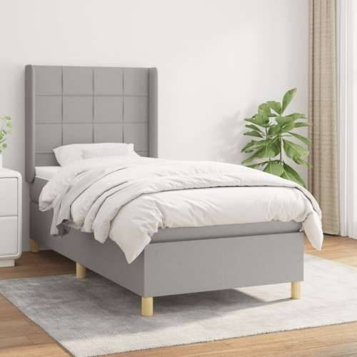 Krevet s oprugama i madracem svjetlosivi 100x200 cm od tkanine - Svjetlosiva 100 x 200 cm Blok s kvadratima Cijena