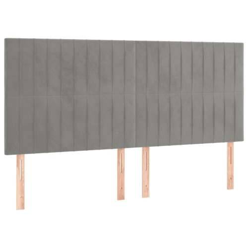 Krevet s oprugama i madracem svjetlosivi 160x200 cm baršunasti - Svjetlosiva 160 x 200 cm Okomite pruge Cijena