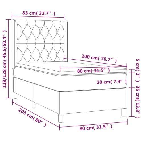 Okvir kreveta s oprugama i madrac tamnosivi 80x200cm od tkanine - Tamno siva 80 x 200 cm Dizajn s gumbima Cijena