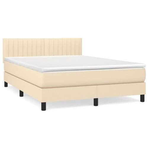 Krevet s oprugama i madracem krem 140 x 190 cm od tkanine - Krema 140 x 190 cm Okomite pruge Cijena