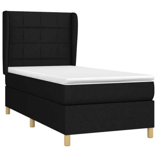 Krevet s oprugama i madracem crni 90x200 cm od tkanine - Crna 90 x 200 cm Blok s kvadratima Cijena