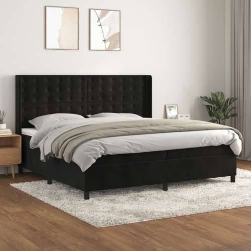 Krevet s oprugama i madracem crni 200x200 cm baršunasti - Crna 200 x 200 cm gumbi Cijena