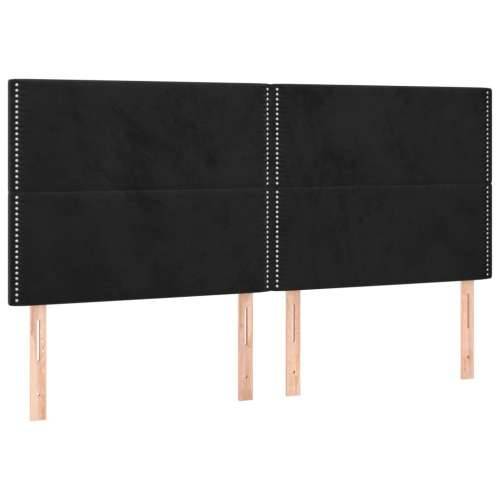 Krevet s oprugama i madracem crni 200x200 cm baršunasti - Crna 200 x 200 cm Obično s čavlima Cijena