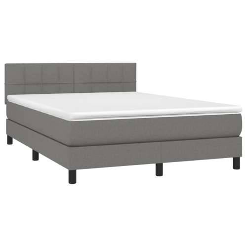 Krevet s oprugama i madracem tamnosivi 140x190 cm od tkanine - Tamno siva 140 x 190 cm Blok s kvadratima Cijena