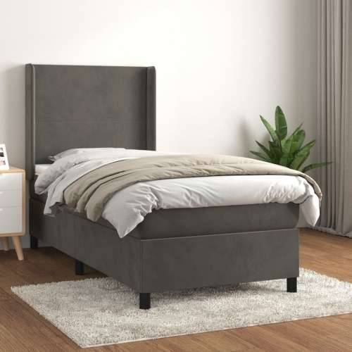 Box spring krevet s madracem tamnosivi 90x200 cm baršunasti - Tamno siva 90 x 200 cm Gladak dizajn Cijena