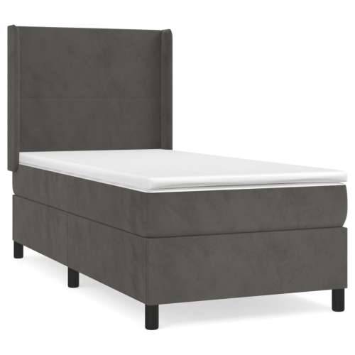 Box spring krevet s madracem tamnosivi 90x200 cm baršunasti - Tamno siva 90 x 200 cm Gladak dizajn Cijena