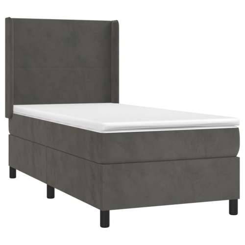 Box spring krevet s madracem tamnosivi 90x200 cm baršunasti - Tamno siva 90 x 200 cm Gladak dizajn Cijena