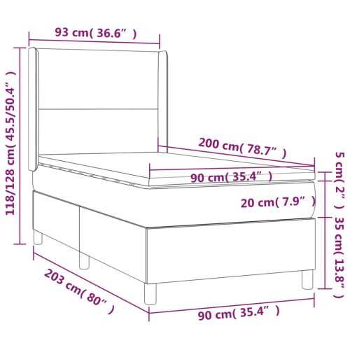 Box spring krevet s madracem tamnosivi 90x200 cm baršunasti - Tamno siva 90 x 200 cm Gladak dizajn Cijena
