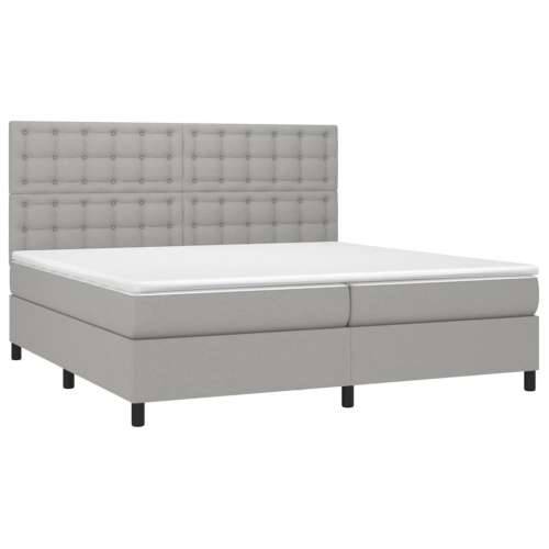 Krevet s oprugama i madracem svjetlosivi 200 x 200cm od tkanine - Svjetlosiva 200 x 200 cm gumbi Cijena