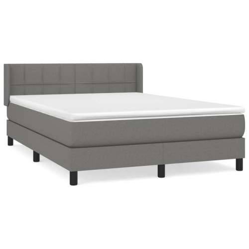 Krevet s oprugama i madracem tamnosivi 140x190 cm od tkanine - Tamno siva 140 x 190 cm Blok s kvadratima Cijena