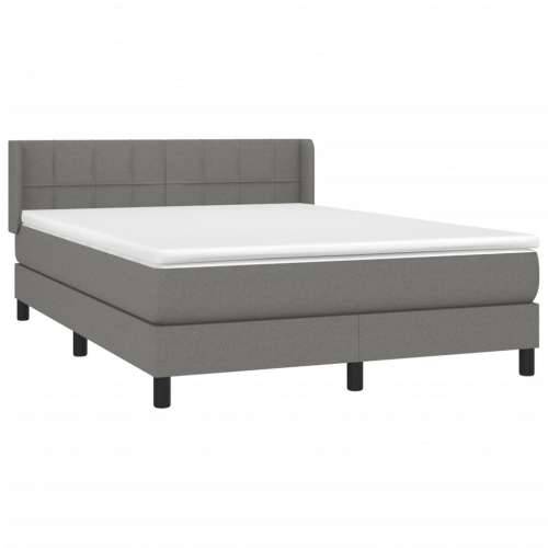 Krevet s oprugama i madracem tamnosivi 140x190 cm od tkanine - Tamno siva 140 x 190 cm Blok s kvadratima Cijena