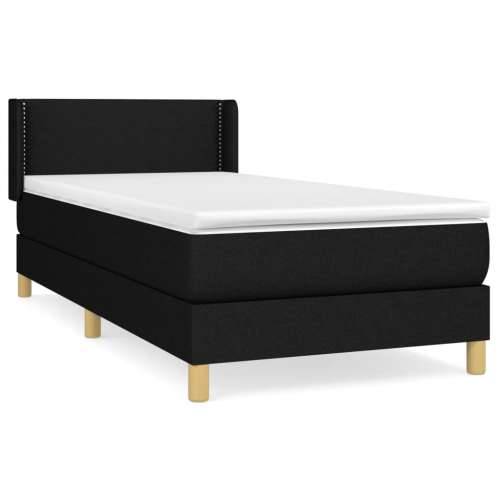Krevet s oprugama i madracem crni 90x200 cm od tkanine - Crna 90 x 200 cm Obično s čavlima Cijena