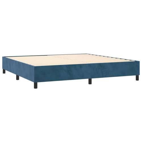Krevet s oprugama i madracem tamnoplavi 200x200 cm baršunasti - Tamno plava 200 x 200 cm Obično s čavlima Cijena