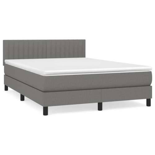 Krevet s oprugama i madracem tamnosivi 140x190 cm od tkanine - Tamno siva 140 x 190 cm Okomite pruge Cijena