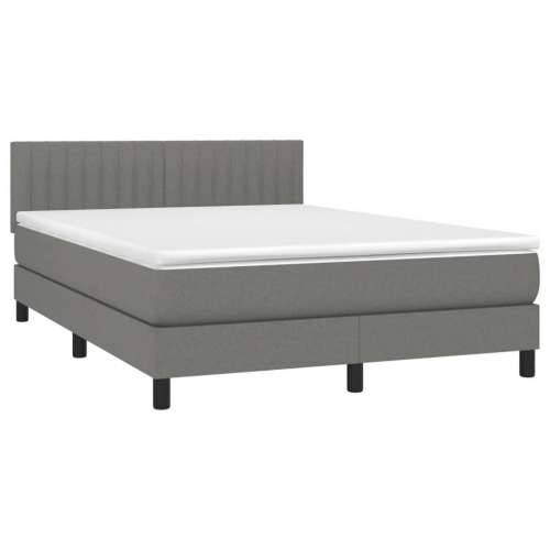 Krevet s oprugama i madracem tamnosivi 140x190 cm od tkanine - Tamno siva 140 x 190 cm Okomite pruge Cijena