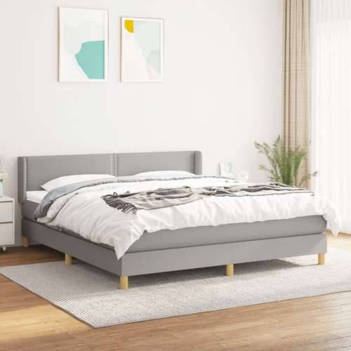 Krevet s oprugama i madracem svjetlosivi 180x200 cm od tkanine - Svjetlosiva 180 x 200 cm Obično s čavlima Cijena