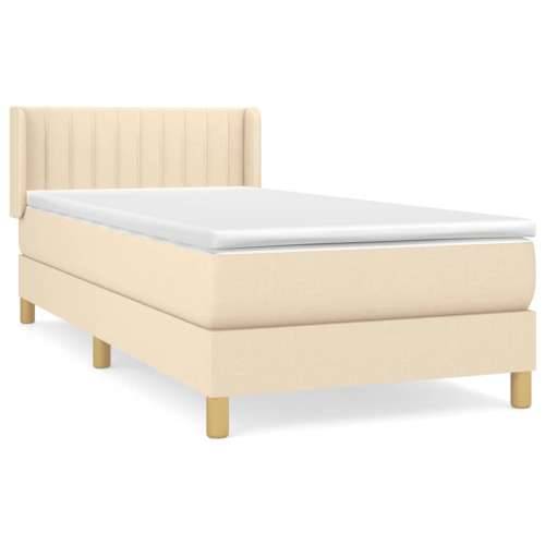 Krevet s oprugama i madracem krem 90 x 200 cm od tkanine - Krema 90 x 200 cm Okomite pruge Cijena