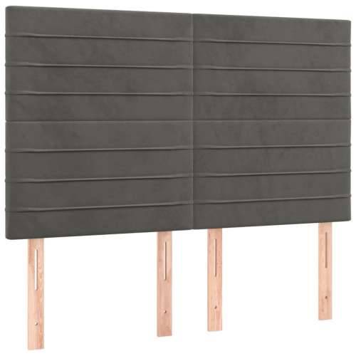 Krevet s oprugama i madracem tamnosivi 140x200 cm baršunasti - Tamno siva 140 x 200 cm vodoravne pruge Cijena