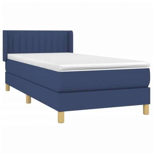 Krevet s oprugama i madracem plavi 100 x 200 cm od tkanine - Plava 100 x 200 cm Okomite pruge Cijena
