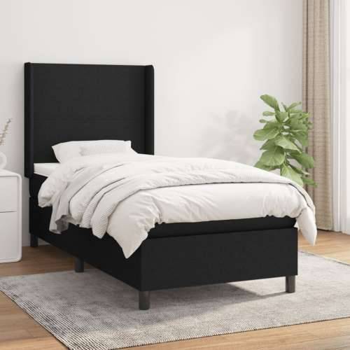 Krevet s oprugama i madracem crni 90x200 cm od tkanine - Crna 90 x 200 cm Gladak dizajn Cijena
