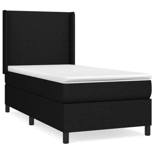 Krevet s oprugama i madracem crni 90x200 cm od tkanine - Crna 90 x 200 cm Gladak dizajn Cijena