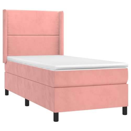 Box spring krevet s madracem ružičasti 80 x 200 cm baršunasti - Ružičasta 80 x 200 cm Obično s čavlima Cijena