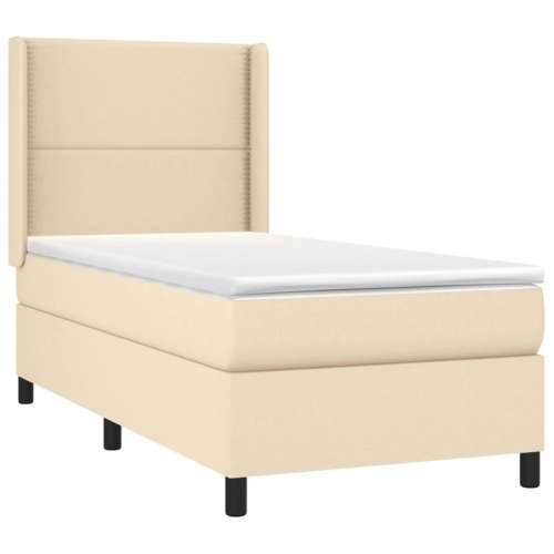 Krevet s oprugama i madracem krem 100 x 200 cm od tkanine - Krema 100 x 200 cm Obično s čavlima Cijena