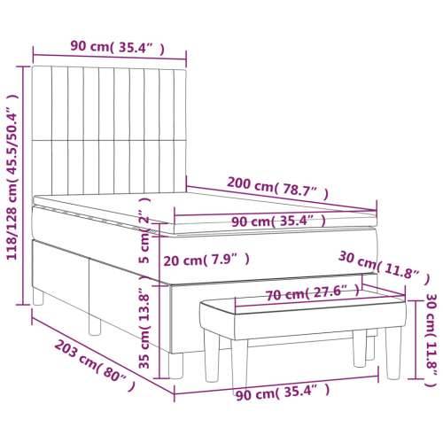 Box spring krevet s madracem tamnoplavi 90x200 cm baršunasti - Tamno plava 90 x 200 cm Okomite pruge Cijena