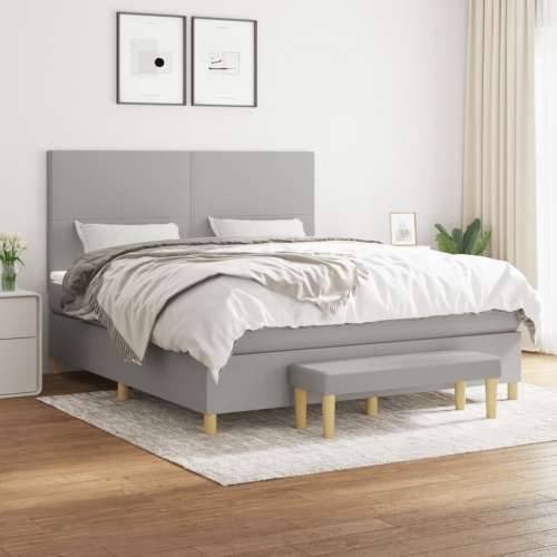 Krevet box spring s madracem svjetlosiva 160x200 cm tkanina - Svjetlosiva 160 x 200 cm Gladak dizajn Cijena