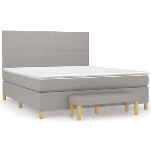 Krevet box spring s madracem svjetlosiva 160x200 cm tkanina - Svjetlosiva 160 x 200 cm Gladak dizajn Cijena
