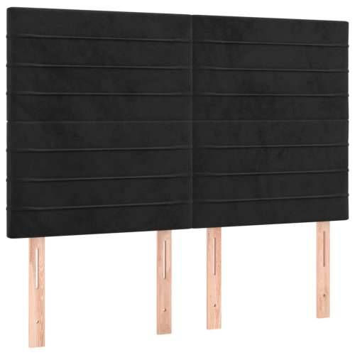Krevet s oprugama i madracem crni 140 x 190 cm baršunasti - Crna 140 x 190 cm vodoravne pruge Cijena