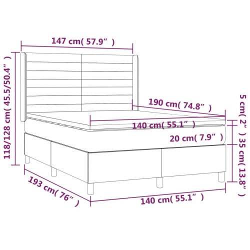 Krevet s oprugama i madracem crni 140 x 190 cm baršunasti - Crna 140 x 190 cm vodoravne pruge Cijena