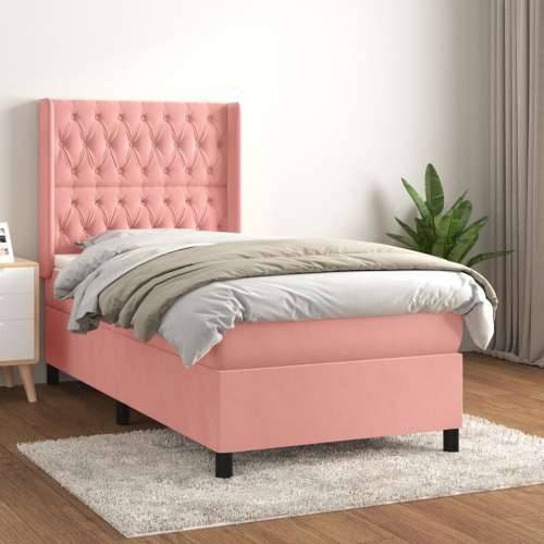 Box spring krevet s madracem ružičasti 100x200 cm baršunasti - Ružičasta 100 x 200 cm Dizajn s gumbima Cijena