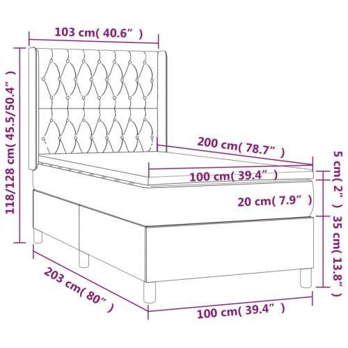 Box spring krevet s madracem ružičasti 100x200 cm baršunasti - Ružičasta 100 x 200 cm Dizajn s gumbima Cijena