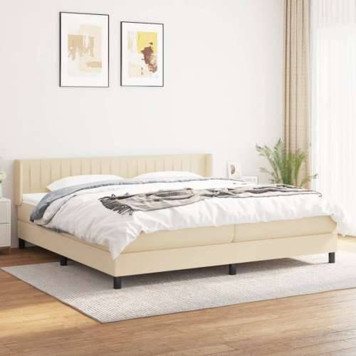 Krevet s oprugama i madracem krem 200 x 200 cm od tkanine - Krema 200 x 200 cm Okomite pruge Cijena