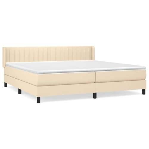Krevet s oprugama i madracem krem 200 x 200 cm od tkanine - Krema 200 x 200 cm Okomite pruge Cijena