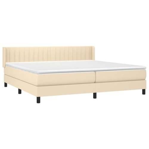 Krevet s oprugama i madracem krem 200 x 200 cm od tkanine - Krema 200 x 200 cm Okomite pruge Cijena