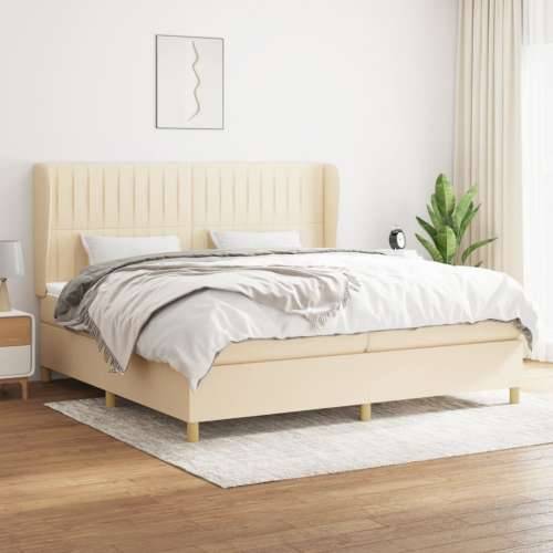 Krevet s oprugama i madracem krem 200 x 200 cm od tkanine - Krema 200 x 200 cm Okomite pruge Cijena
