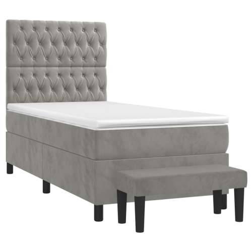 Box spring krevet s madracem svjetlosivi 80 x 200 cm baršunasti - Svjetlosiva 80 x 200 cm Dizajn s gumbima Cijena