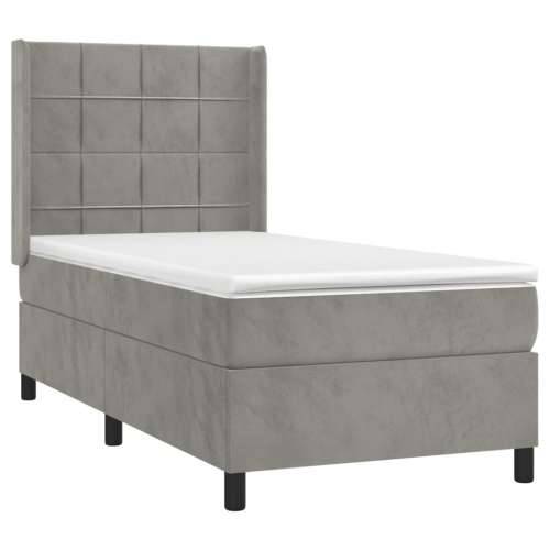 Box spring krevet s madracem svjetlosivi 80 x 200 cm baršunasti - Svjetlosiva 80 x 200 cm Blok s kvadratima Cijena
