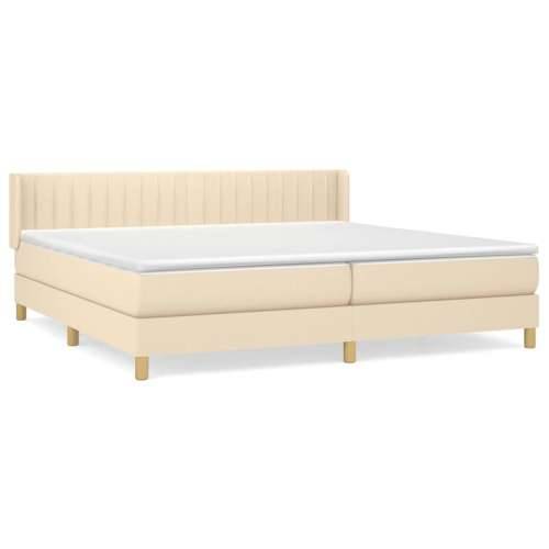 Krevet s oprugama i madracem krem 200 x 200 cm od tkanine - Krema 200 x 200 cm Okomite pruge Cijena