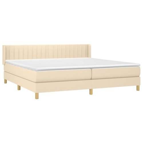 Krevet s oprugama i madracem krem 200 x 200 cm od tkanine - Krema 200 x 200 cm Okomite pruge Cijena