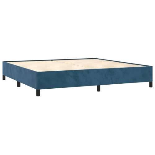 Krevet s oprugama i madracem tamnoplavi 200x200 cm baršunasti - Tamno plava 200 x 200 cm vodoravne pruge Cijena