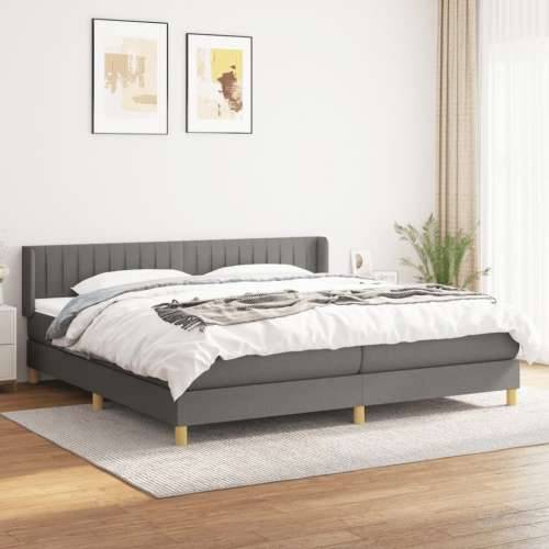 Krevet s oprugama i madracem tamnosivi 200 x 200 cm od tkanine - Tamno siva 200 x 200 cm Okomite pruge Cijena