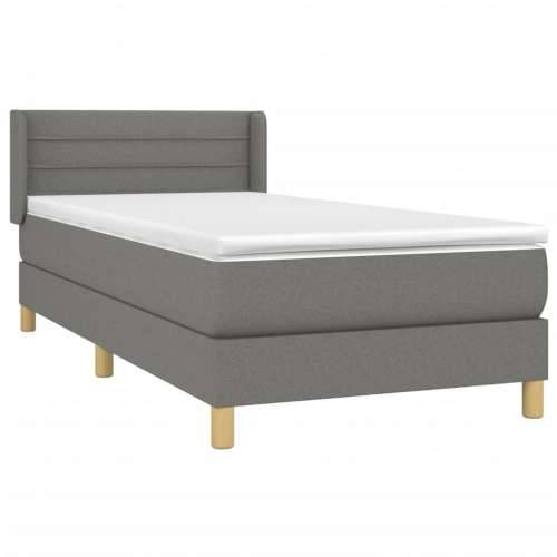 Krevet s oprugama i madracem tamnosivi 90 x 190 cm od tkanine - Tamno siva 90 x 190 cm vodoravne pruge Cijena