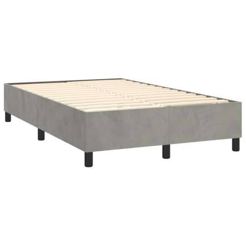 Box spring krevet s madracem svjetlosivi 120x200 cm baršunasti - Svjetlosiva 120 x 200 cm Dizajn s gumbima Cijena